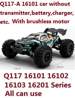 JJRC Q117-A B C D Q132-A B C D SCY-16101 16102 16103 16103A 16201 and pro brushless RC Car without transmitter, battery, charger, etc. (Green) upgrade brushless motor