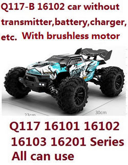 JJRC Q117-A B C D Q132-A B C D SCY-16101 16102 16103 16103A 16201 and pro brushless RC Car without transmitter, battery, charger, etc. (Blue) upgrade brushless motor