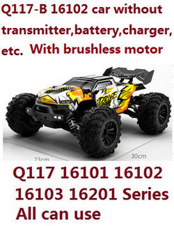 JJRC Q117-A Q117-B Q117-C Q117-D SCY-16101 16102 16103 16103A 16201 and pro brushless RC Car without transmitter, battery, charger, etc. (Yellow) upgrade brushless motor