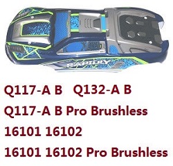 JJRC Q117-A B C D Q132-A B C D SCY-16101 SCY-16102 SCY-16103 SCY-16103A SCY-16201 and pro brushless car shell race truggy body (For Q132-A B Q117-A B 16101 16102 / pro brushless) 6212(Blue)
