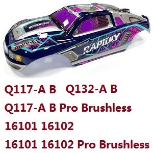 JJRC Q117-A B C D Q132-A B C D SCY-16101 SCY-16102 SCY-16103 SCY-16103A SCY-16201 and pro brushless car shell race truggy body (For Q132-A B Q117-A B 16101 16102 / pro brushless) 6210(Purple)