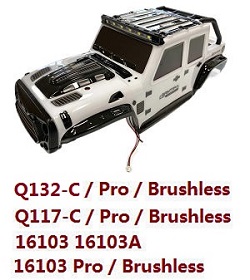 JJRC Q117-A B C D Q132-A B C D SCY-16101 SCY-16102 SCY-16103 SCY-16103A SCY-16201 and pro brushless car shell Cross-Country truck body (For Q132-C Q117-C 16103 16103A / pro brushless) 6231(White)