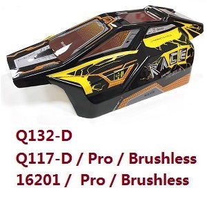JJRC Q117-A B C D Q132-A B C D SCY-16101 SCY-16102 SCY-16103 SCY-16103A SCY-16201 and pro brushless car shell race buggy body (For Q132-D Q117-D 16201 / pro brushless) 6201(Yellow)