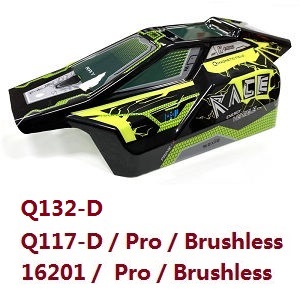 JJRC Q117-A B C D Q132-A B C D SCY-16101 SCY-16102 SCY-16103 SCY-16103A SCY-16201 and pro brushless car shell race buggy body (For Q132-D Q117-D 16201 / pro brushless) 6200(Green)