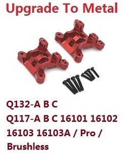 JJRC Q117-A B C D Q132-A B C D SCY-16101 SCY-16102 SCY-16103 SCY-16103A SCY-16201 and pro brushless shock towers (For Q132-A B C Q117-A B C 16101 16102 16103 16103A / Pro Brushless) upgrade to metal Red