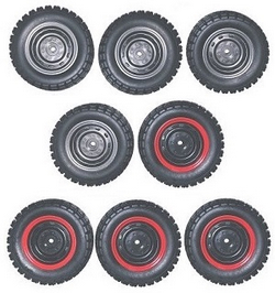 JJRC Q130 Q141 Q130A Q130B Q141A Q141B D843 D847 GB1017 GB1018 Pro wheels 8pcs Red + Black - Click Image to Close