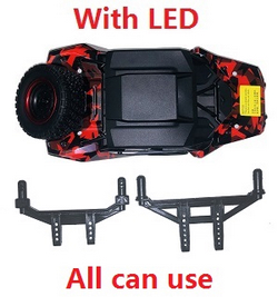JJRC Q130 Q141 Q130A Q130B Q141A Q141B D843 D847 GB1017 GB1018 Pro car shell with LED and fixed holder Red (A set all can use)