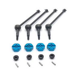 JJRC Q146 Q146A Q146B upgrade to metal CVD drive set with hexagon wheel seat and M3 flange nuts Blue