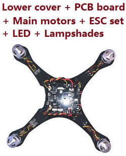Shcong JJRC X13 RC quadcopter drone accessories list spare parts lower cover + PCB board + brushless motors + ESC board set + LED set + lampshades (Assembled)