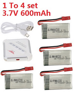 JIN XING DA JD X-predators JXD 510 510W 510V 510G 1 to 4 charger set + 4*3.7V 600mAh battery set