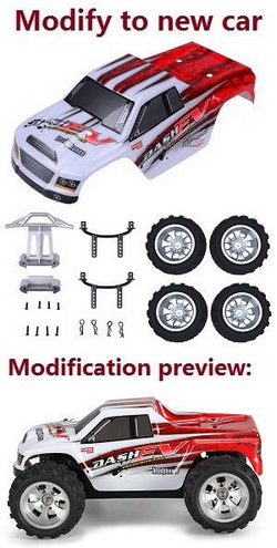 Shcong Wltoys K929 K929-A K929-B RC Car accessories list spare parts modify to a new car set (Red-2)