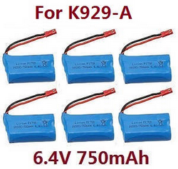 Shcong Wltoys K929 K929-A K929-B RC Car accessories list spare parts 6.4V 750mAh battery 6pcs (For K929-A)