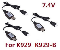 Shcong Wltoys K929 K929-A K929-B RC Car accessories list spare parts USB charger wire 7.4V 3pcs