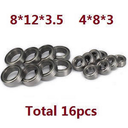 Shcong Wltoys K929 K929-A K929-B RC Car accessories list spare parts bearing 4*8*3 + 8*12*3.5 16pcs