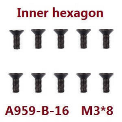 Shcong Wltoys K929 K929-A K929-B RC Car accessories list spare parts inner hexagon screws M3*8 A959-B-16 - Click Image to Close
