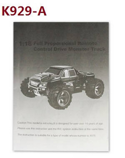 Shcong Wltoys K929 K929-A K929-B RC Car accessories list spare parts English manual book (K929-A)