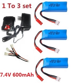 Shcong Wltoys K969 K979 K989 K999 P929 P939 RC Car accessories list spare parts 1 to 3 charger set + 3*7.4V 600mAh battery set - Click Image to Close