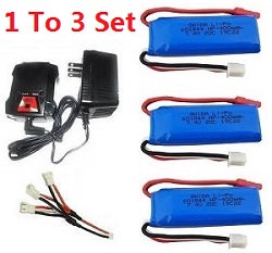 * Hot Deal JJRC Q35 Q36 1 to 3 charger and balance charger set + 3*7.4V 400mAh battery set