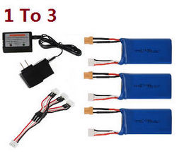 Shcong JJRC M02 RC Aircraft drone accessories list spare parts 1 to 3 charger box set + 3*11.1V 1000mAh battery set