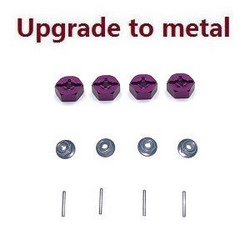 MJX Hyper Go 14301 MJX 14302 14303 upgrade to metall hexagon wheel seat + M4 nuts + Small iron bar (Purple)
