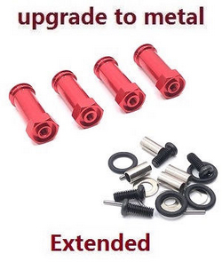 MJX Hyper Go 14301 MJX 14302 14303 30mm extension 12mm hexagonal hub drive adapter combination coupler (Metal) Red