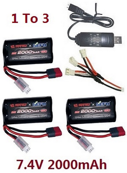 MJX Hyper Go 14301 MJX 14302 1 to 3 USB charger set + 3*7.4V 2000mAh battery set