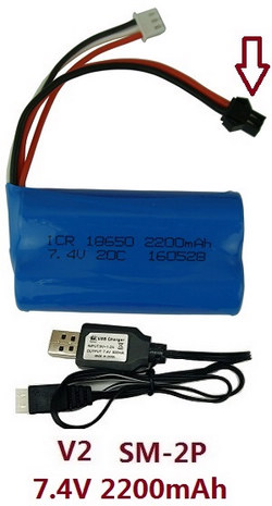 MN Model MN-98 MN98 upgrade to 7.4V 2200mAh battery with USB charger wire (V2 SM-2P)