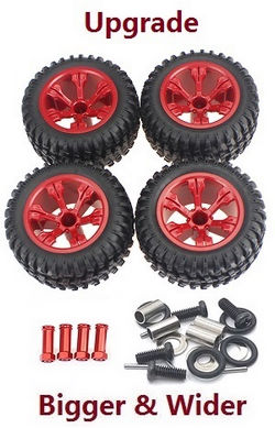Shcong JJRC Q39 Q40 RC truck car accessories list spare parts upgrade tires 4pcs (Red)