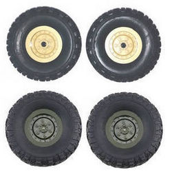 Shcong JJRC Q61 RC Military Truck Car accessories list spare parts tires 4pcs (Yellow + Green)