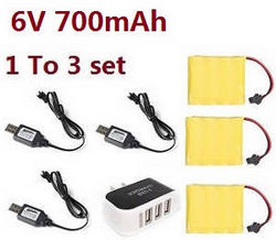 Shcong JJRC Q62 RC Military Truck Car accessories list spare parts 1 to 3 charger set + 3*6V 700mAh battery set