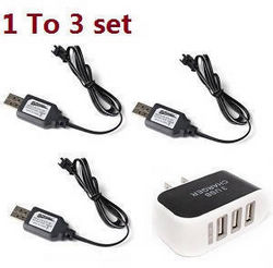 Shcong JJRC Q62 RC Military Truck Car accessories list spare parts 1 to 3 charger with 3pcs USB charger wire
