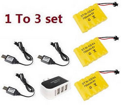 Shcong JJRC Q64 RC Military Truck Car accessories list spare parts 1 to 3 charger set + 3*6V 700mAh battery set