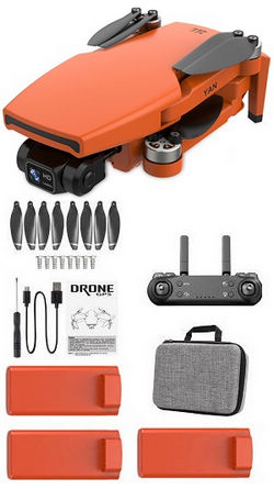 Shcong SG108PRO drone with portable bag and 3 battery, RTF Orange