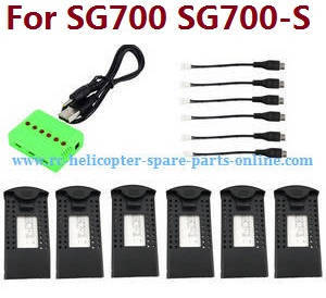 Shcong SG700 SG700-S SG700-D RC quadcopter accessories list spare parts 1 to 6 charger box set + 6pcs battery set (For SG700 SG700-S)