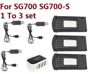 Shcong SG700 SG700-S SG700-D RC quadcopter accessories list spare parts 1 to 3 charger wire set and 3pcs battery (For SG700 SG700-S)