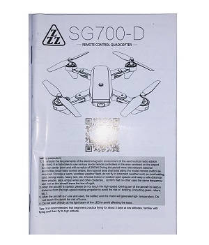 Shcong SG700 SG700-S SG700-D RC quadcopter accessories list spare parts English manual instruction book (For SG700-D)