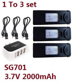 Shcong ZLRC SG701 SG701S RC drone quadcopter accessories list spare parts 1 to 3 charger set + 3*3.7V 2000mAh battery for SG701