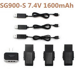 Shcong SG900 SG900S ZZZ ZL SG900-S XJL001 XJL002 smart drone RC quadcopter accessories list spare parts 3*7.4V 1600mAh battery + 3*USB wire + 1 to 3 USB charger adapter set