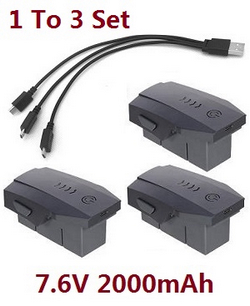 ZLL SG907S SG907-S 1 to 3 charger wire + 3*7.6V 2000mAh battery set