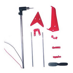 Shcong Syma S107H RC Helicopter accessories list spare parts tail blade + tail motor deck + tail tube + tail decorative set + tail support bar (Red)