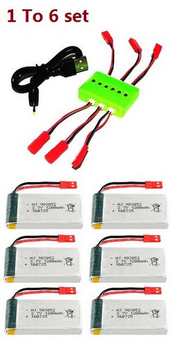 Shcong MJX T04 T604 T-64 RC helicopter accessories list spare parts 1 to 6 charger set + 6*3.7V 1200mAh battery set
