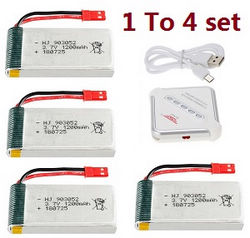 Shcong MJX T04 T604 T-64 RC helicopter accessories list spare parts 1 to 4 charger + 4*3.7V 1200mAh battery set