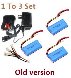 Shcong MJX T55 T655 RC helicopter accessories list spare parts 1 to 3 charger set + 3*7.4V 2200mAh battery set (New version) Red plug