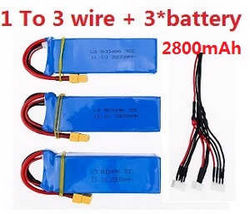 Shcong Wltoys WL V303 quadcopter accessories list spare parts 1 To 3 wire + 3*2800mAh battery set