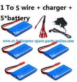 Shcong Wltoys WL V636 quadcopter accessories list spare parts 1 To 5 wire + charger + 5*battery (set)