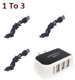 Shcong Wltoys XK V912-A RC Helicopter accessories list spare parts 1 to 3 charger adapter with 3* USB charger wire set