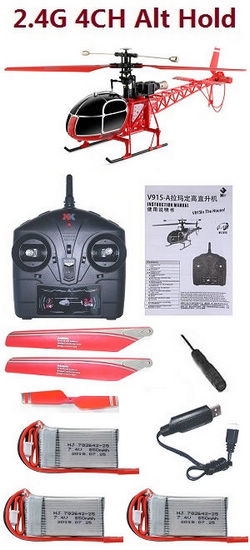 Shcong Wltoys XK V915-A RC Helicopter with 3 battery, RTF