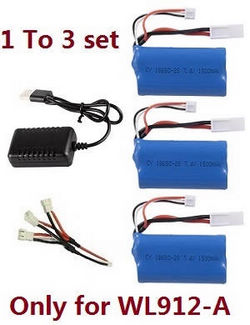 Shcong Wltoys WL912-A W-12 RC Boat accessories list spare parts 1 to 3 USB charger set + 3* 7.4V 1500mAh battery set
