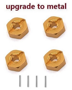 Wltoys XK 104016 104018 XKS WL Tech upgrade to metal hexagon wheel seat adapter Gold