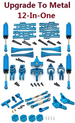 Wltoys XK 104016 104018 XKS WL Tech upgrade to metal accessories group 12-In-One kit Blue